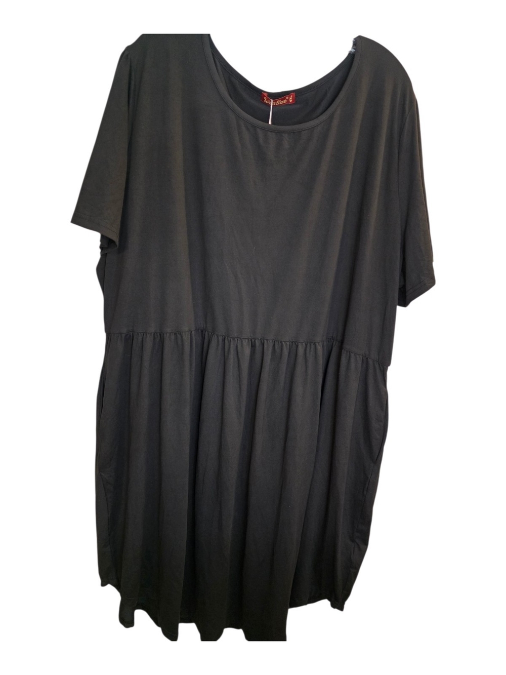 NWT WellSize Black Drop Waist Mini Dress Pockets 4XL Plus Size
